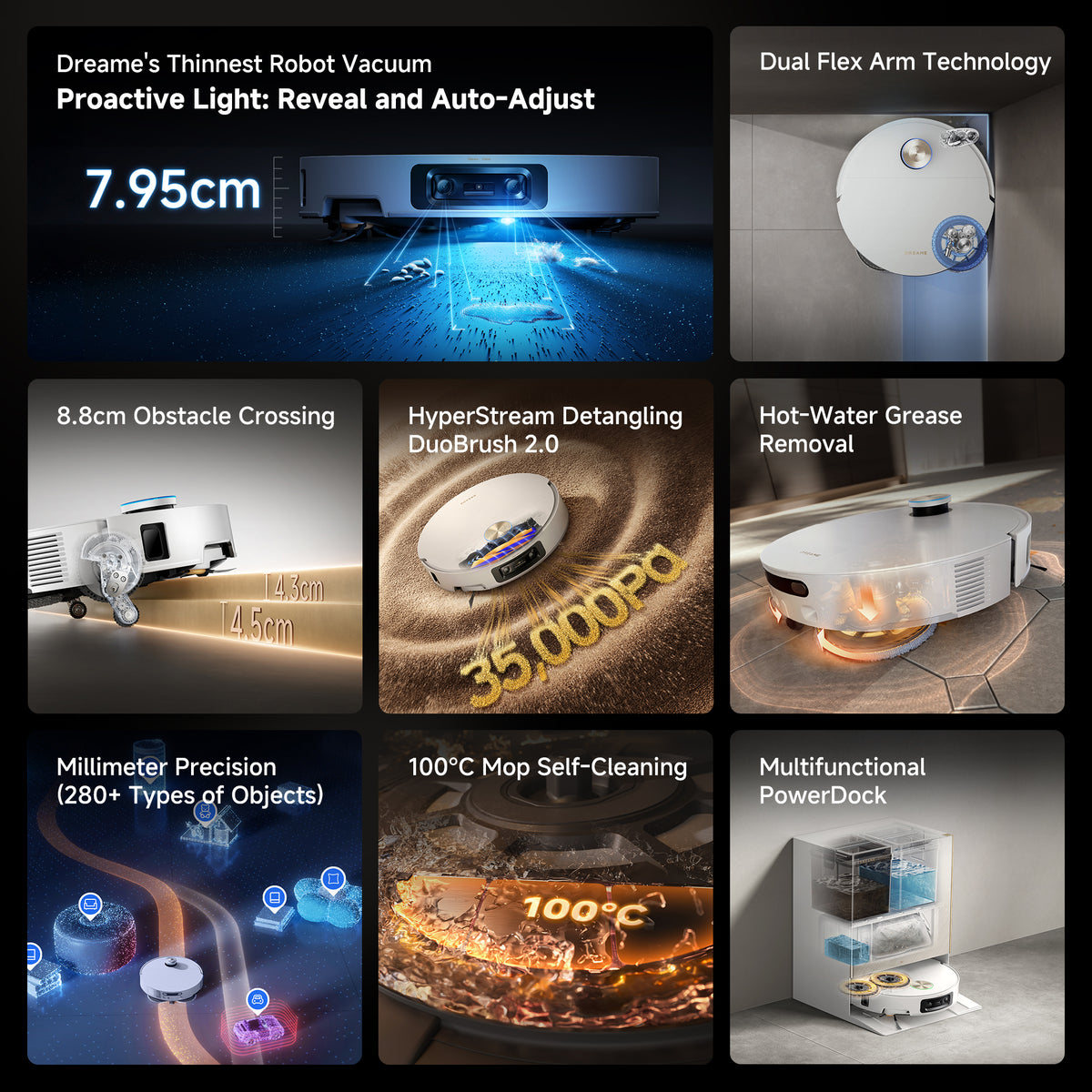 Dreame X60 Ultra Robot Vacuum Cleaner with 7.95cm Slim Design - White