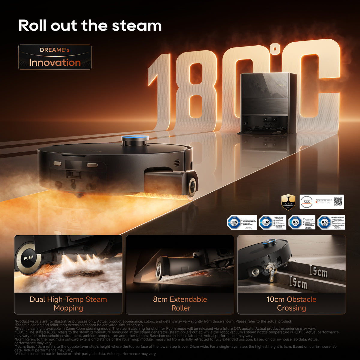 Dreame Aqua20 Ultra Roller with 180°C Dual High-Temp Steam Mopping- Black
