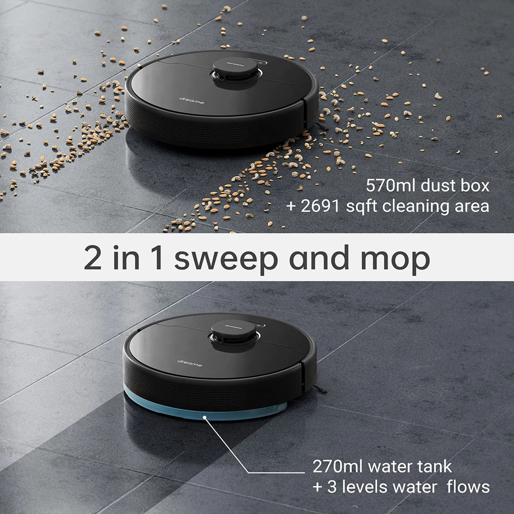 Dreametech D9 Max Robot Vacuum and Mop Combo, LiDAR Navigation, 4000Pa  Strong Suction Power, 180mins Runtime, 2-in-1 Sweep and Mop, Compatible  with